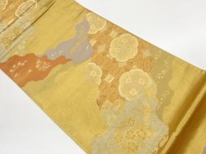 道長取りに向かい鳥・華紋・波模様織出し袋帯